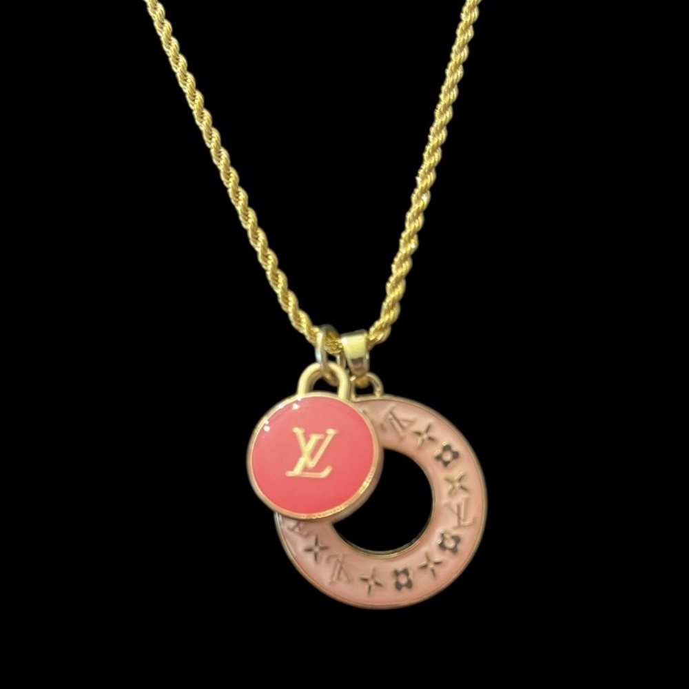 Authentic Louis Vuitton Two Pink Charm Necklace